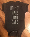 Helmet Hair Don’t Care T-shirt’s & Onsies