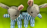 Rabbit in pajamas with scar