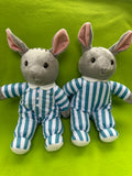 Rabbit in pajamas with scar