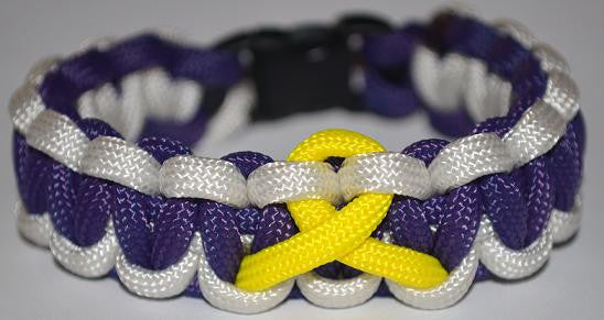 SALE-Purple/White/Yellow Ribbon Paracord Bracelet